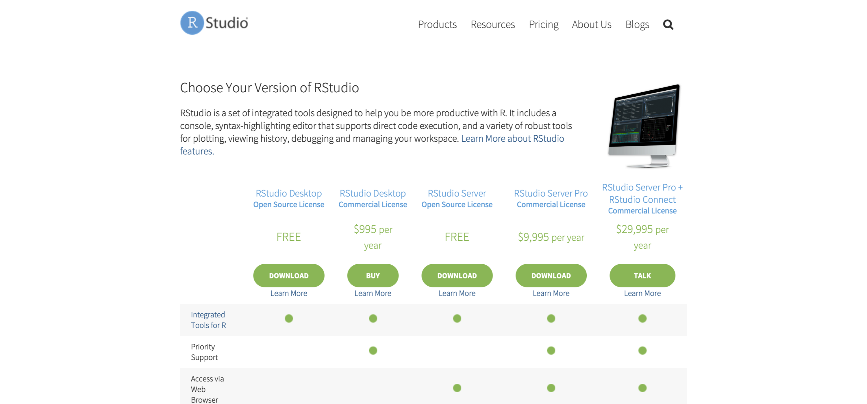 RStudio Downloads Page