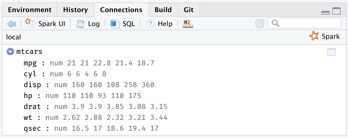The RStudio Connections tab