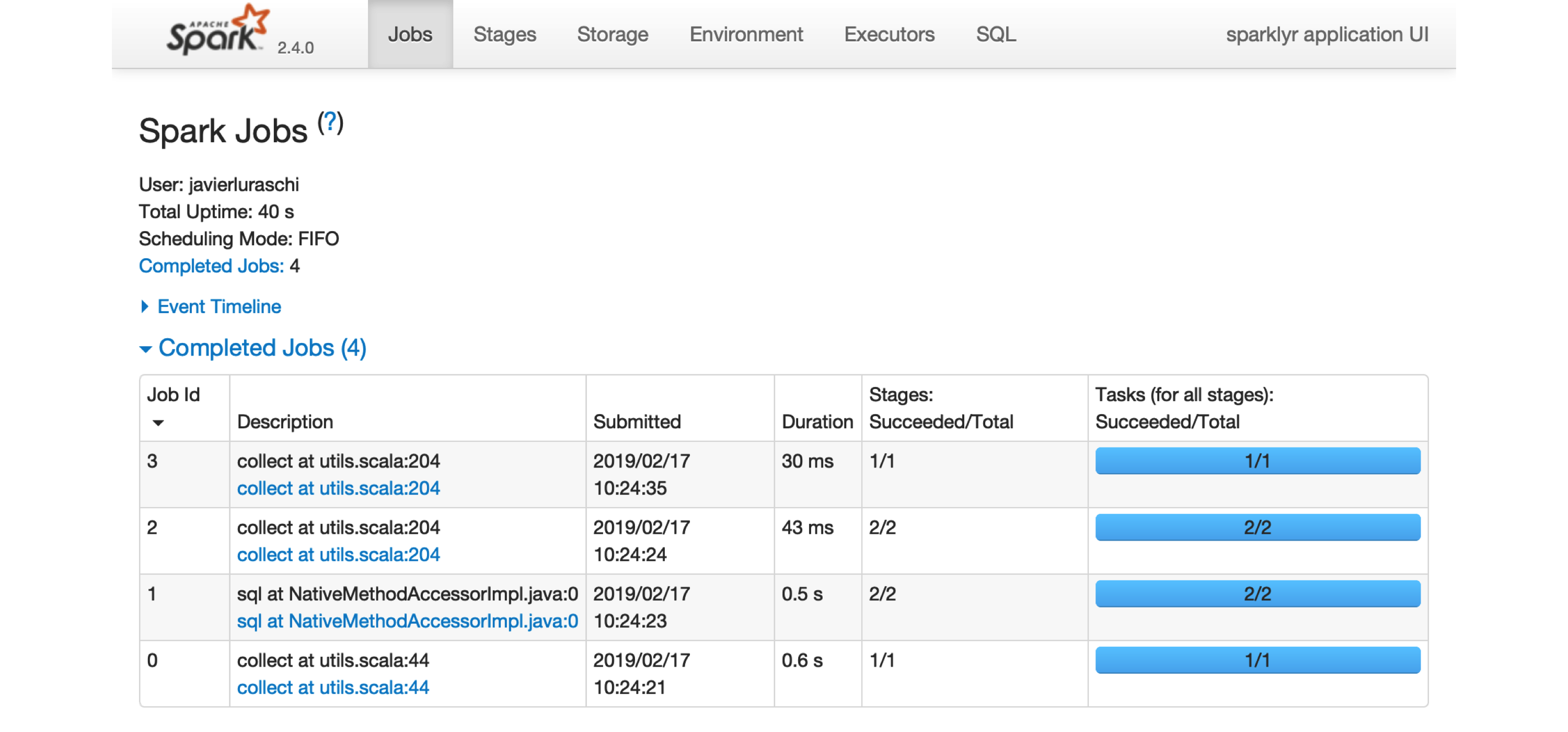 The Apache Spark web interface